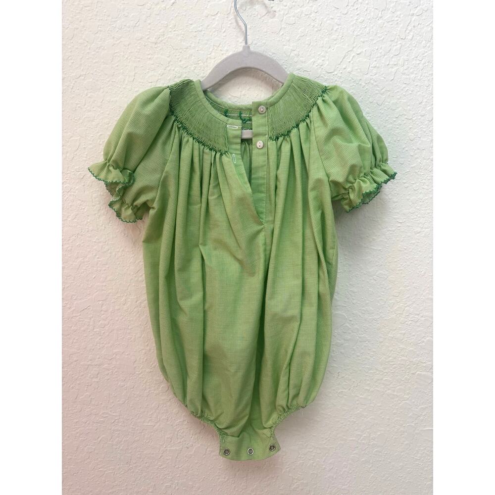 Southern Sunshine $50 Shamrock St. Patrick Smocked Bishop Bubble Outfit Sz 3 - Picture 4 of 7